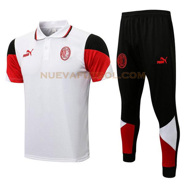 camiseta polo ac milan conjunto 2021 2022 blanco hombre