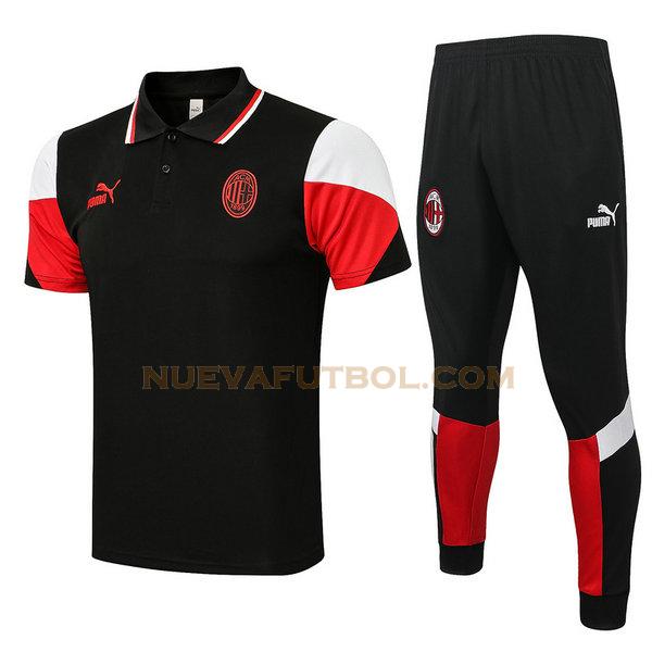 camiseta polo ac milan conjunto 2021 2022 negro hombre