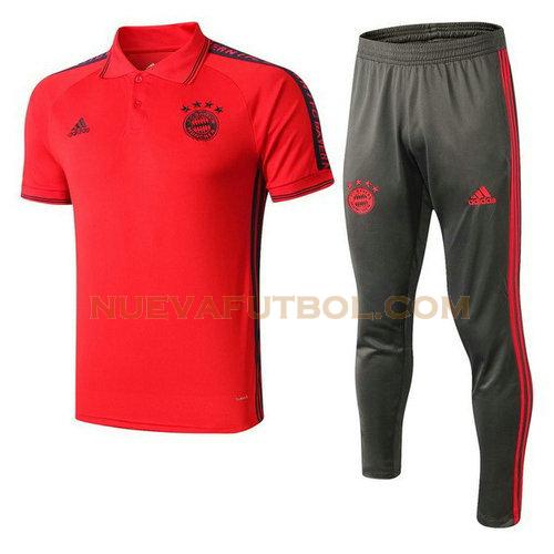 camiseta polo bayern de múnich conjunto 2019-2020 rojo gris hombre