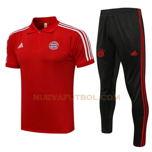 camiseta polo bayern de múnich conjunto 2021 2022 rojo hombre