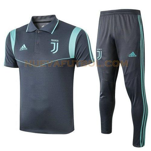 camiseta polo juventus conjunto 2019-2020 gris azul hombre