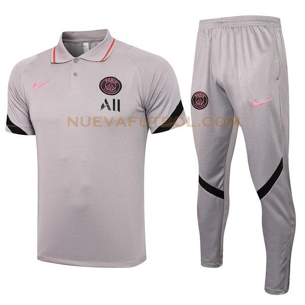 camiseta polo paris saint germain conjunto 2021 2022 gris hombre