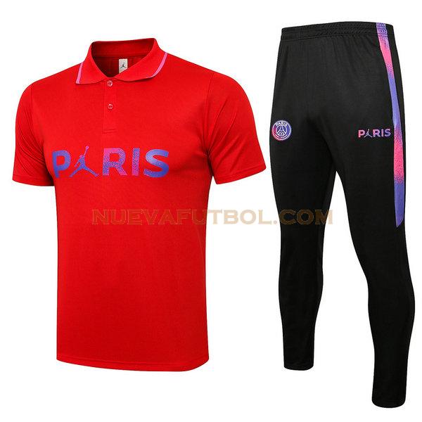 camiseta polo paris saint germain conjunto 2021 2022 rojo hombre