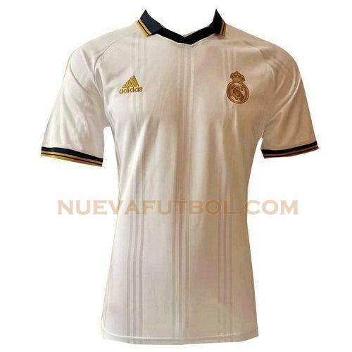 camiseta polo real madrid 2019-2020 blanco amarillo hombre