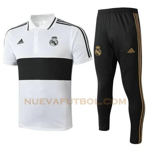 camiseta polo real madrid conjunto 19-20 blanco negro hombre