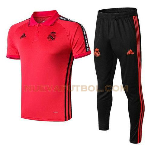 camiseta polo real madrid conjunto 2019-2020 rojo negro hombre