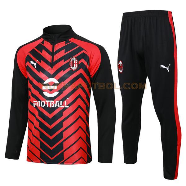 chandal ac milan conjunto 2023 2024 rojo negro hombre