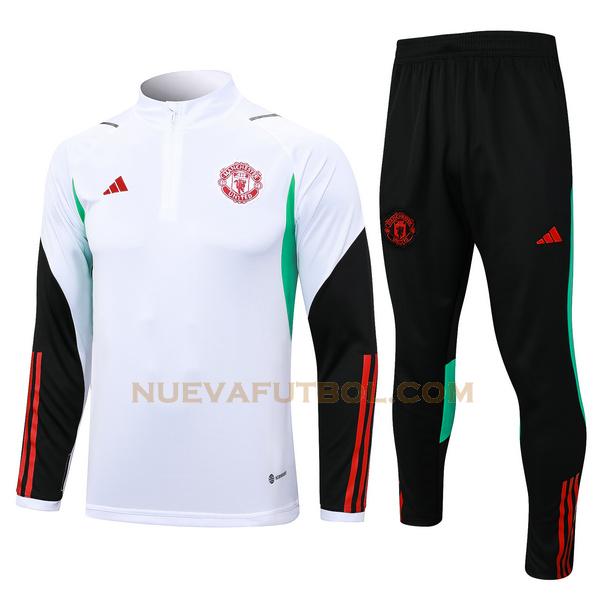 chandal manchester united conjunto 2023 2024 blanco negro hombre