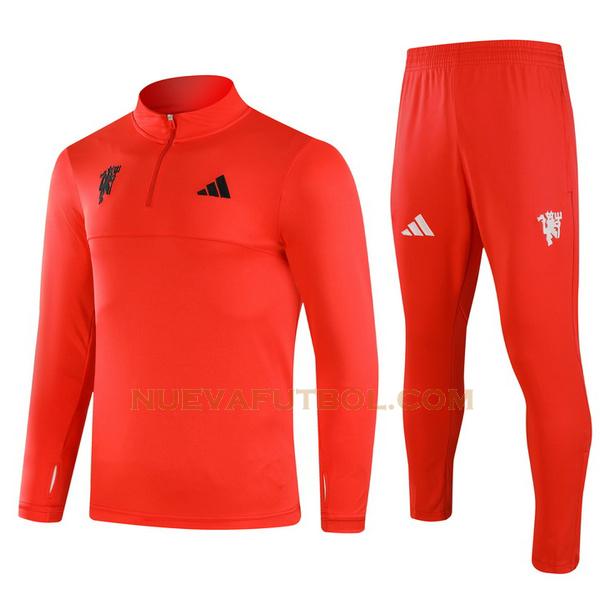 half zipper chandal manchester united conjunto 2024 2025 rojo hombre