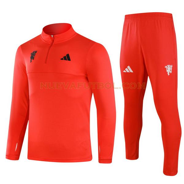 half zipper chandal manchester united conjunto 2024 2025 rojo niño