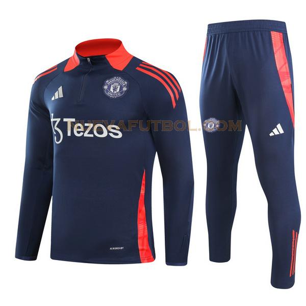 half zipper chandal manchester united conjunto 24 25 azul hombre