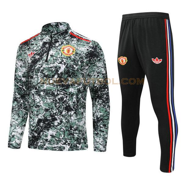 half zipper chandal manchester united conjunto 24 25 verde niño