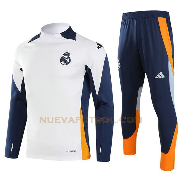 half zipper chandal real madrid conjunto 2024 2025 blanco azul hombre