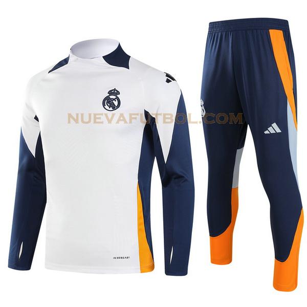 half zipper chandal real madrid conjunto 2024 2025 blanco azul niño