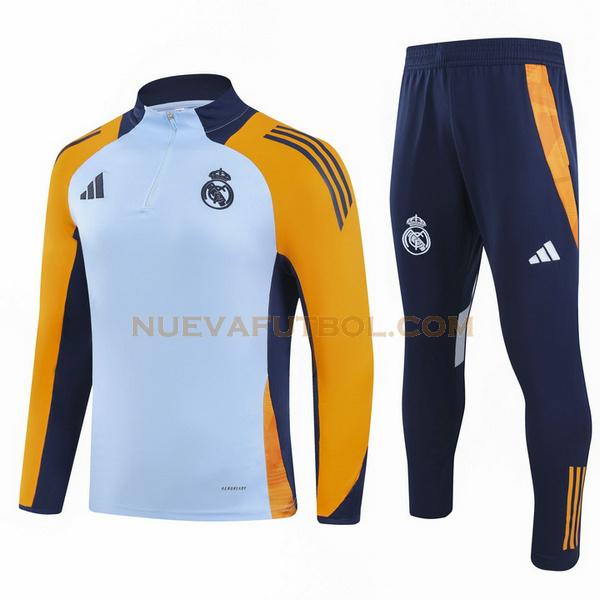 half zipper chandal real madrid conjunto 2024 25 azul amarillo hombre