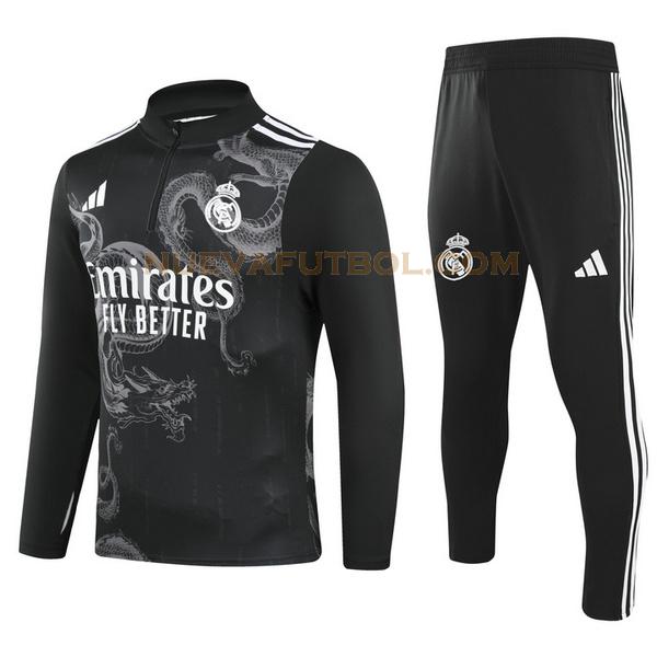 half zipper chandal real madrid conjunto 2024 25 negro hombre