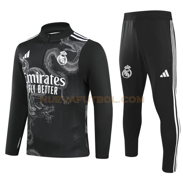 half zipper chandal real madrid conjunto 2024 25 negro niño