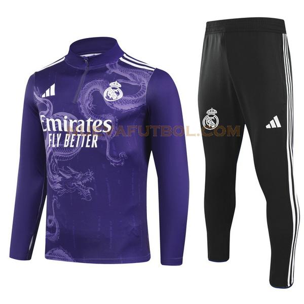 half zipper chandal real madrid conjunto 2024 25 purple hombre