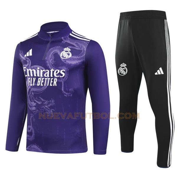 half zipper chandal real madrid conjunto 2024 25 purple niño