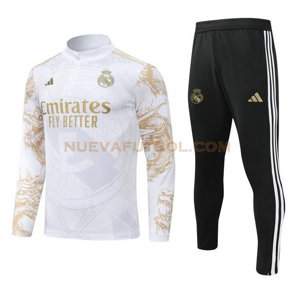 half zipper chandal real madrid conjunto 24 25 blanco hombre