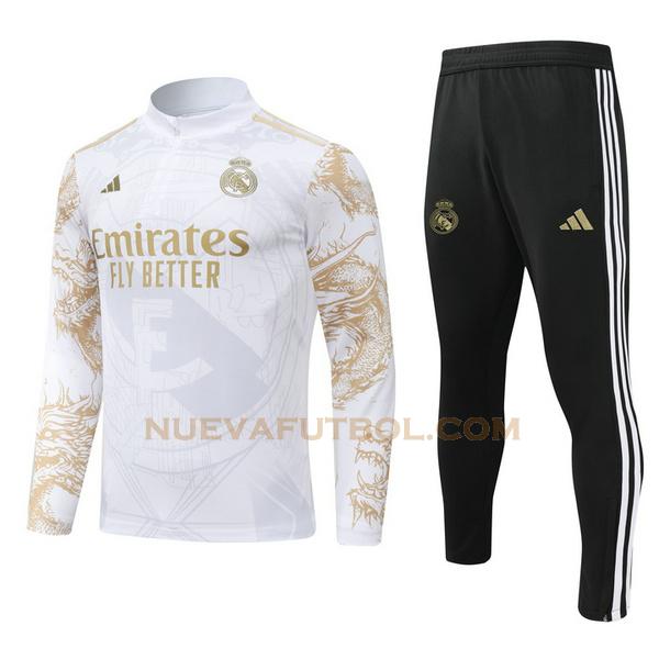 half zipper chandal real madrid conjunto 24 25 blanco niño