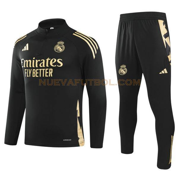 half zipper chandal real madrid conjunto 24 25 negro niño