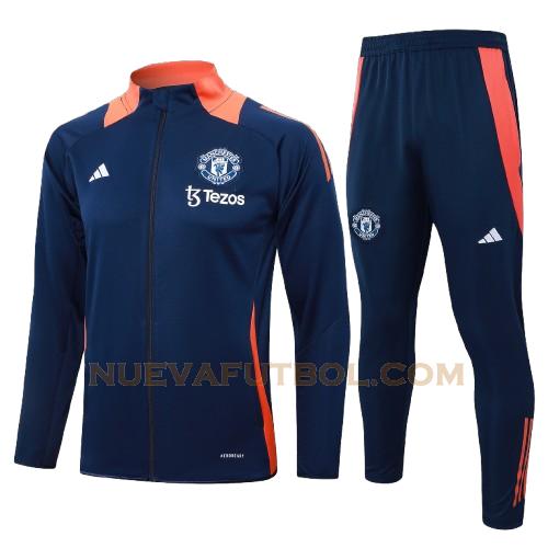 long zipper chandal manchester united conjunto 2024 2025 azul niño