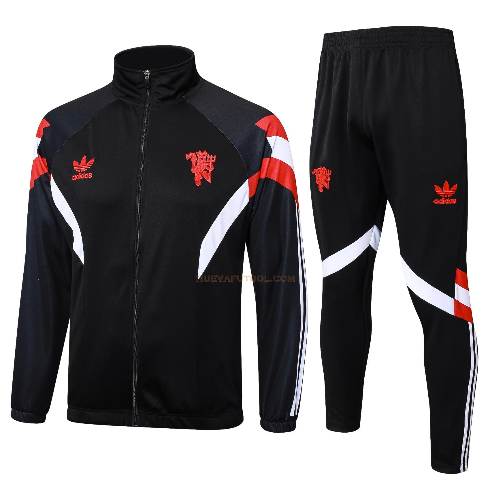 long zipper chandal manchester united conjunto 2024 2025 negro hombre