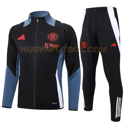 long zipper chandal manchester united conjunto 2024 2025 negro niño