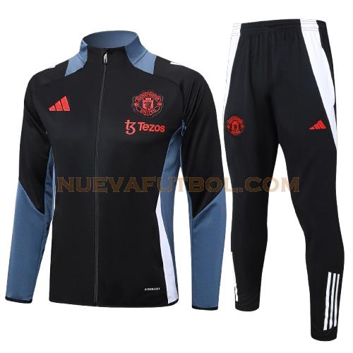 long zipper chandal manchester united conjunto 24 25 negro hombre