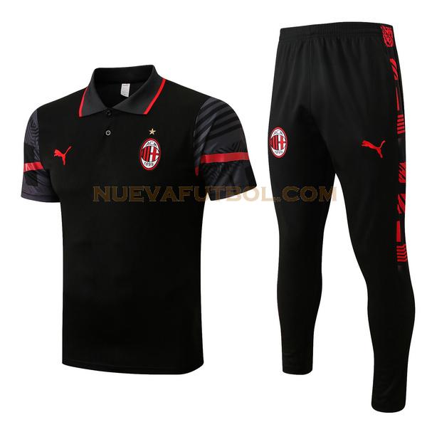 polo ac milan conjunto 2022 2023 negro hombre