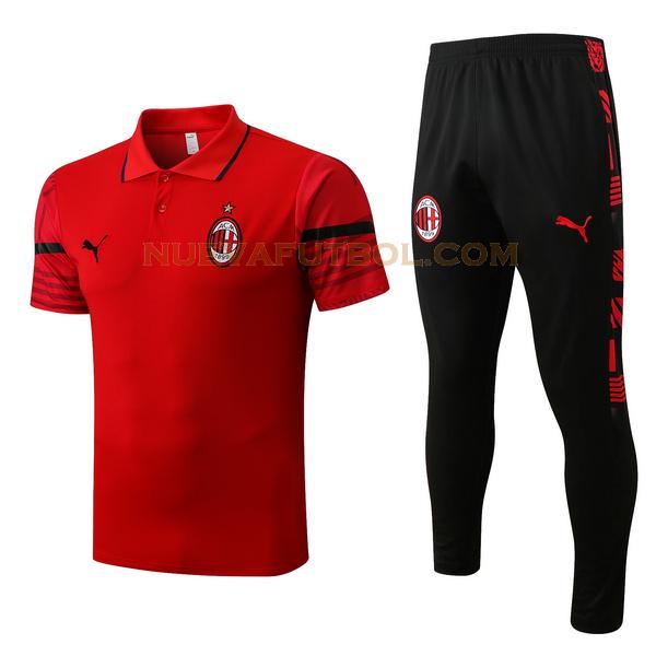 polo ac milan conjunto 2022 2023 rojo hombre