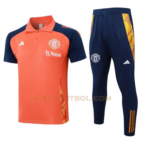 polo manchester united conjunto 2024 2025 naranja hombre