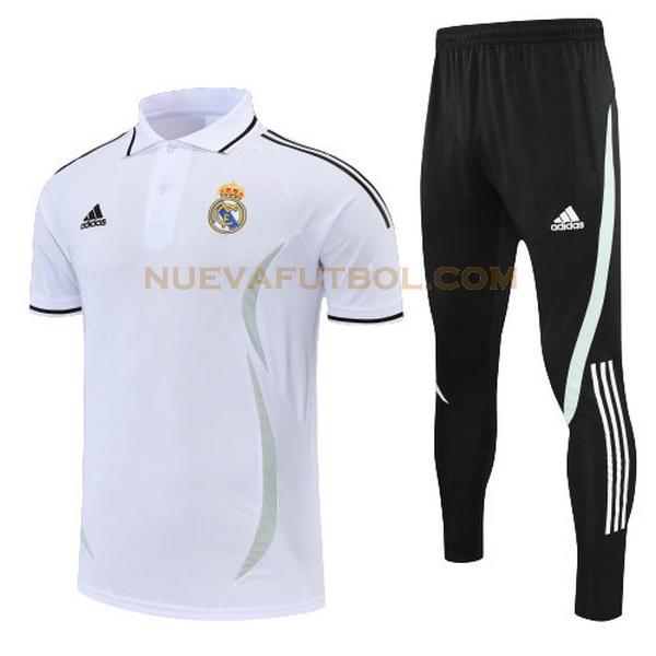 polo real madrid conjunto 2022 blanco negro hombre