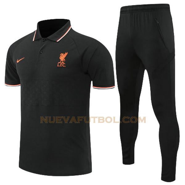 polo real madrid conjunto 2022 negro naranja hombre