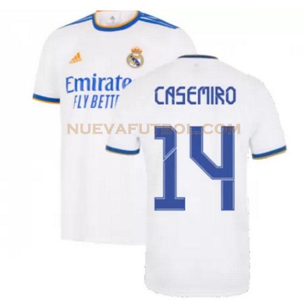 primera camiseta casemiro 14 real madrid 2021 2022 blanco hombre