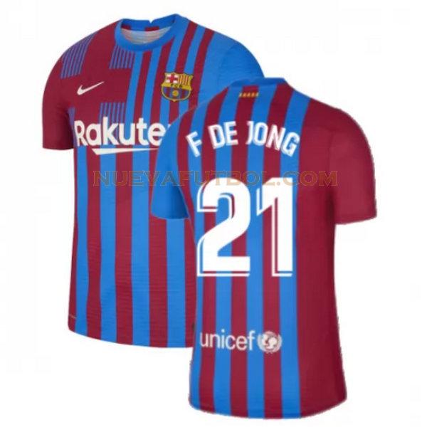 primera camiseta f de jong 21 barcelona 2021 2022 rojo blanco hombre