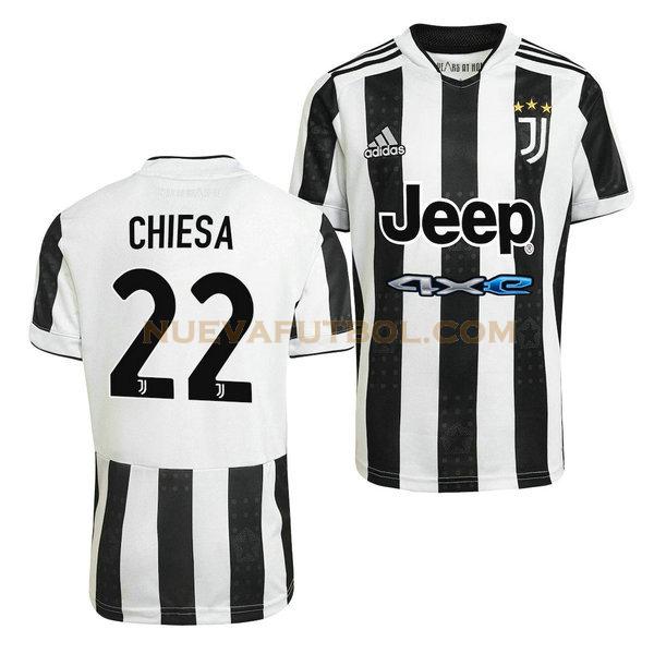 primera camiseta federico chiesa 22 juventus 2021 2022 negro blanco hombre