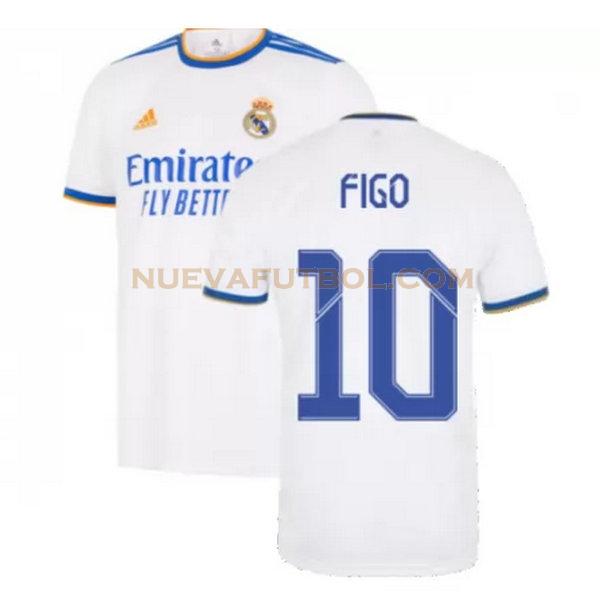 primera camiseta figo 10 real madrid 2021 2022 blanco hombre