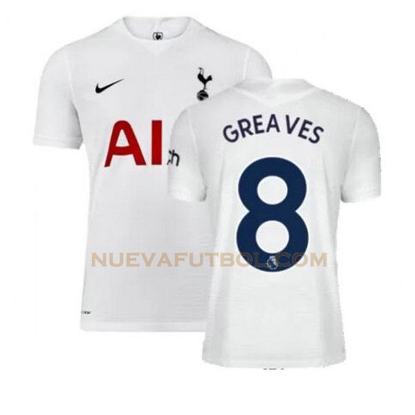 primera camiseta greaves 8 tottenham hotspur 2021 2022 blanco hombre