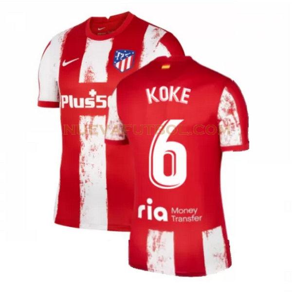 primera camiseta koke 6 atletico madrid 2021 2022 rojo blanco hombre