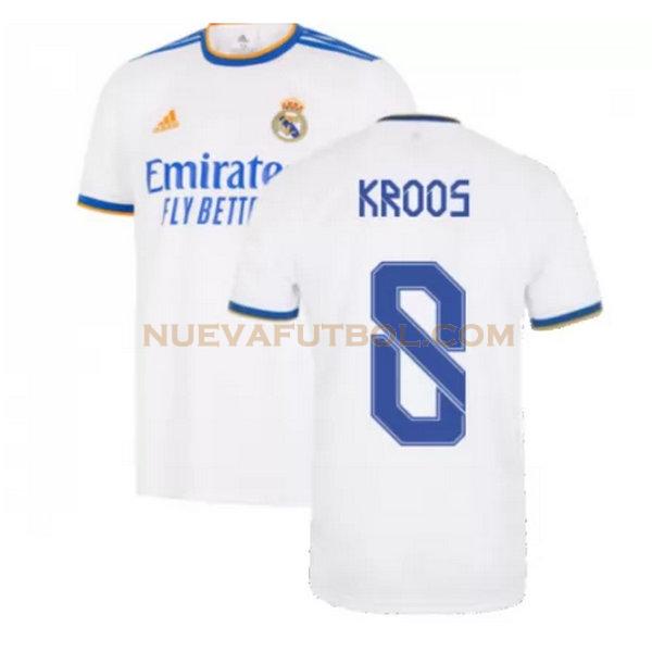 primera camiseta kroos 8 real madrid 2021 2022 blanco hombre