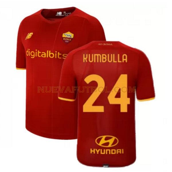 primera camiseta kumbulla 24 as roma 2021 2022 rojo hombre