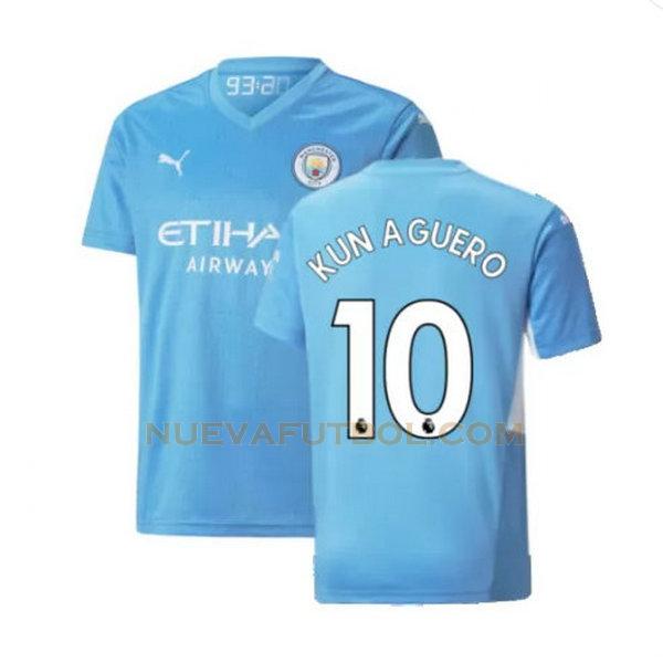 primera camiseta kun aguero 10 manchester city 2021 2022 azul hombre