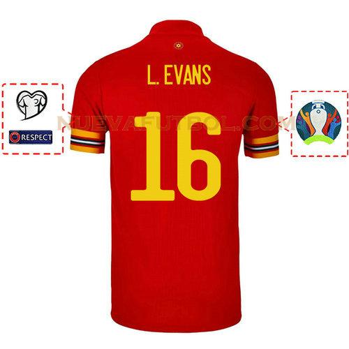 primera camiseta lee evans 16 gales 2020 hombre