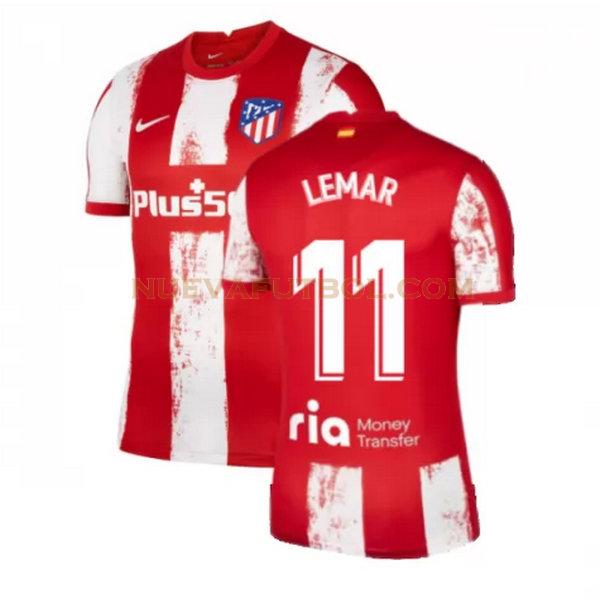 primera camiseta lemar 11 atletico madrid 2021 2022 rojo blanco hombre