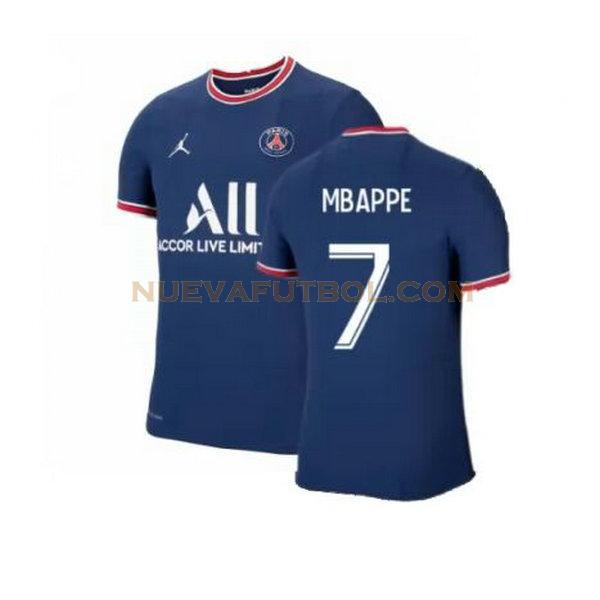 primera camiseta mbappe 7 paris saint germain 2021 2022 azul hombre