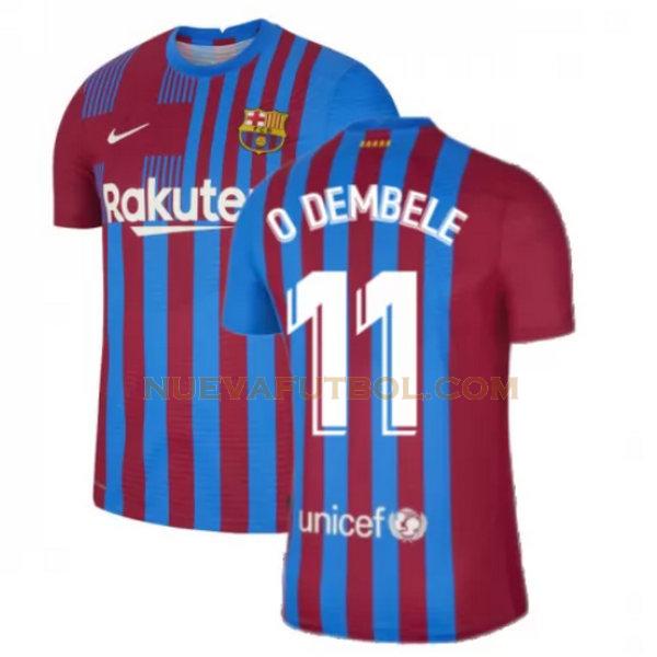 primera camiseta o dembele 11 barcelona 2021 2022 rojo blanco hombre