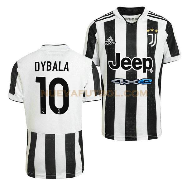 primera camiseta paulo dybala 10 juventus 2021 2022 negro blanco hombre