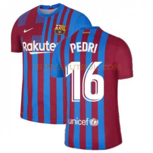 primera camiseta pedri 16 barcelona 2021 2022 rojo blanco hombre